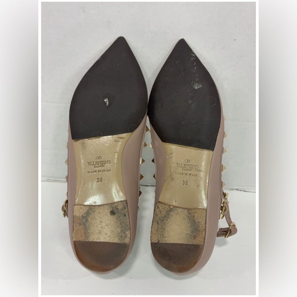 Valentino Dusty Pink Patent Leather Rockstud Caged Ballet Flats Size 38 - Picture 7 of 11